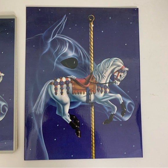 Vintage Mead Folder And Notebook Set 1985 Little Contessa Carousel White Horse - Picture 3 of 14